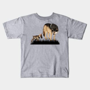 Awesome wolf with pup Kids T-Shirt